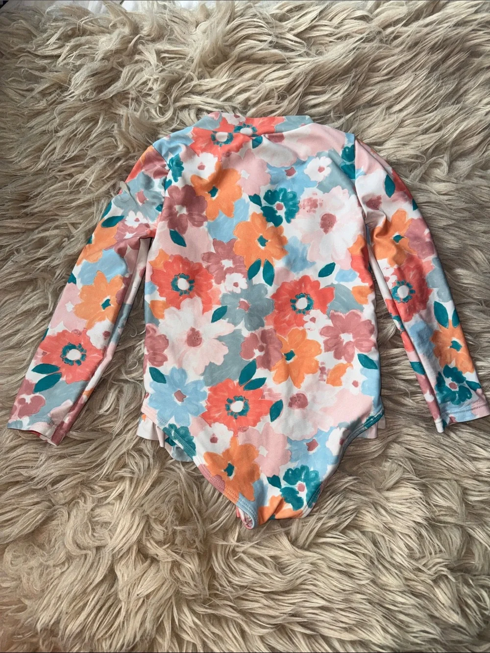 Carter's Long-Sleeve Floral One-Piece Swimsuit - Pink, Coral & Teal